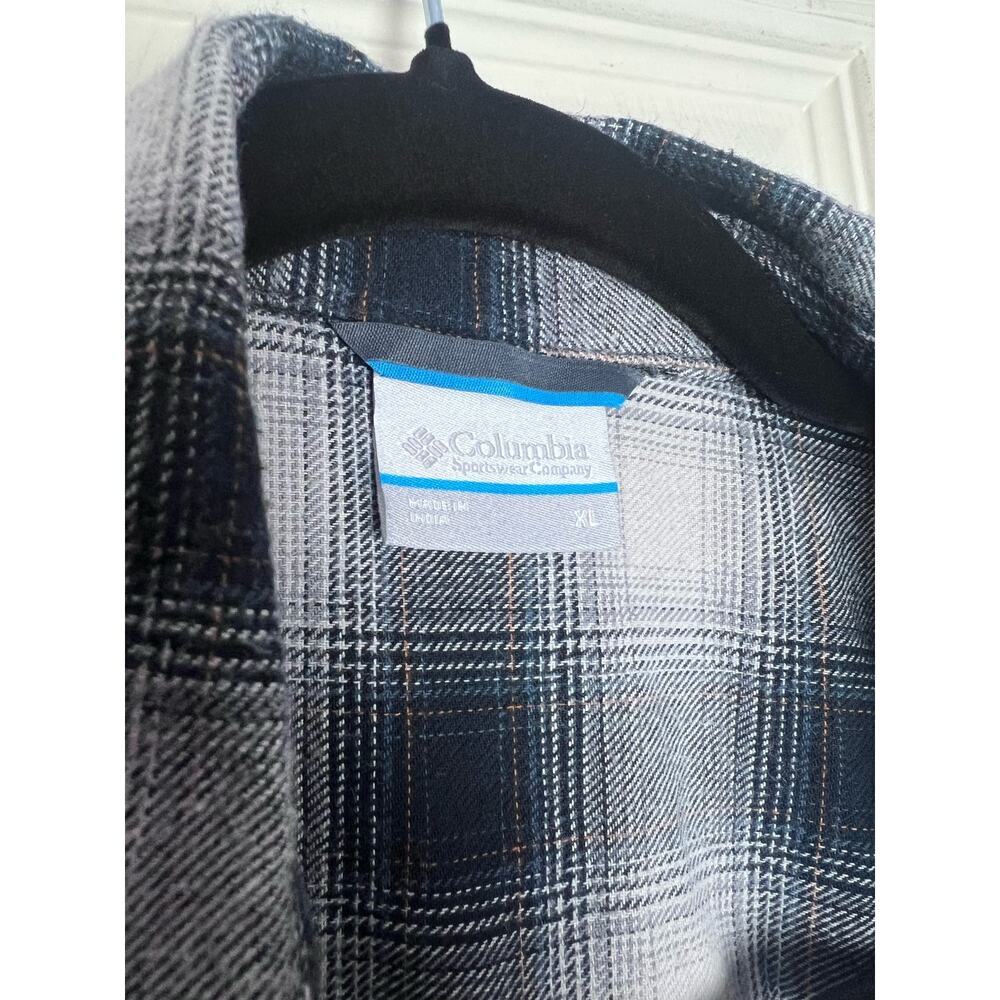 Columbia Men's Gray White Plaid 100% Cotton Flannel Button Up Shirt Size XL - Picture 5 of 8
